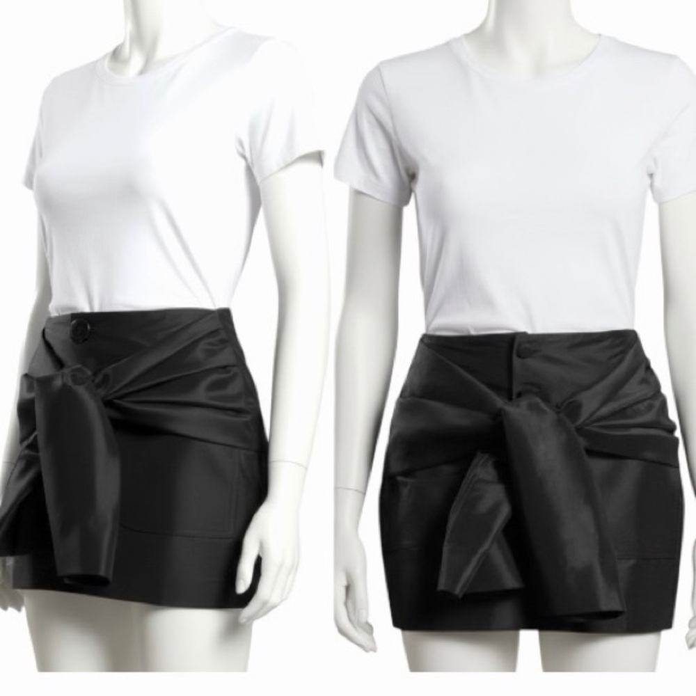 HARVEY FAIRCLOTH Tie Sleeve Wrap Women’s Black Button-down Mini Skirt Size 4 NEW
